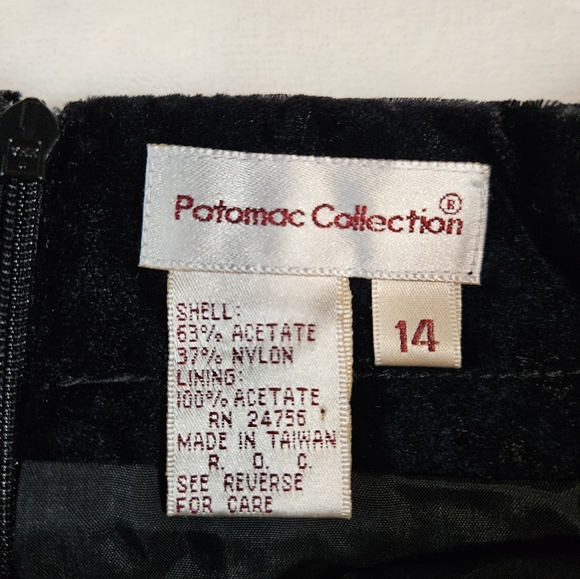 Vintage Potomac Collection Womens 14 Black Velvet A-line Midi Skirt - Picture 2 of 5